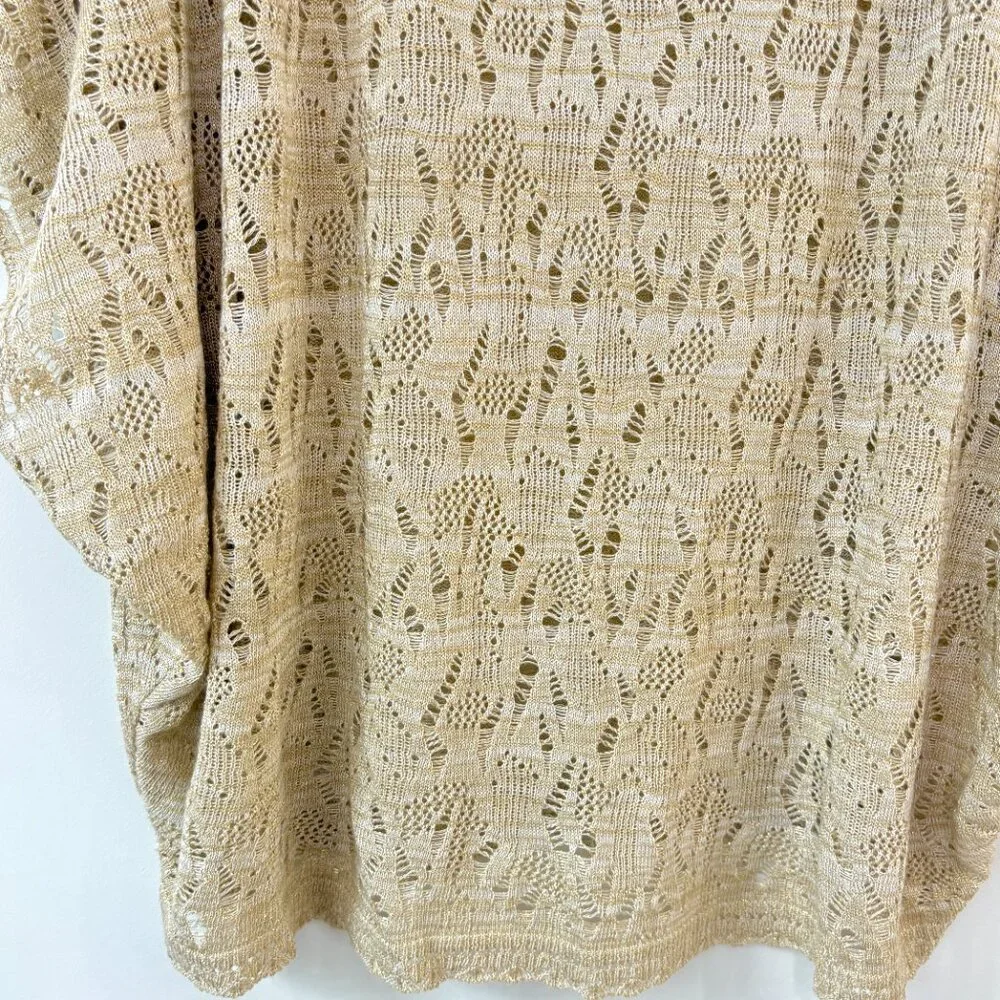 Marisa Christina Open Knit Lace Sheer Beige Metallic Dolman Sweater Top 3x Boho - Picture 4 of 7
